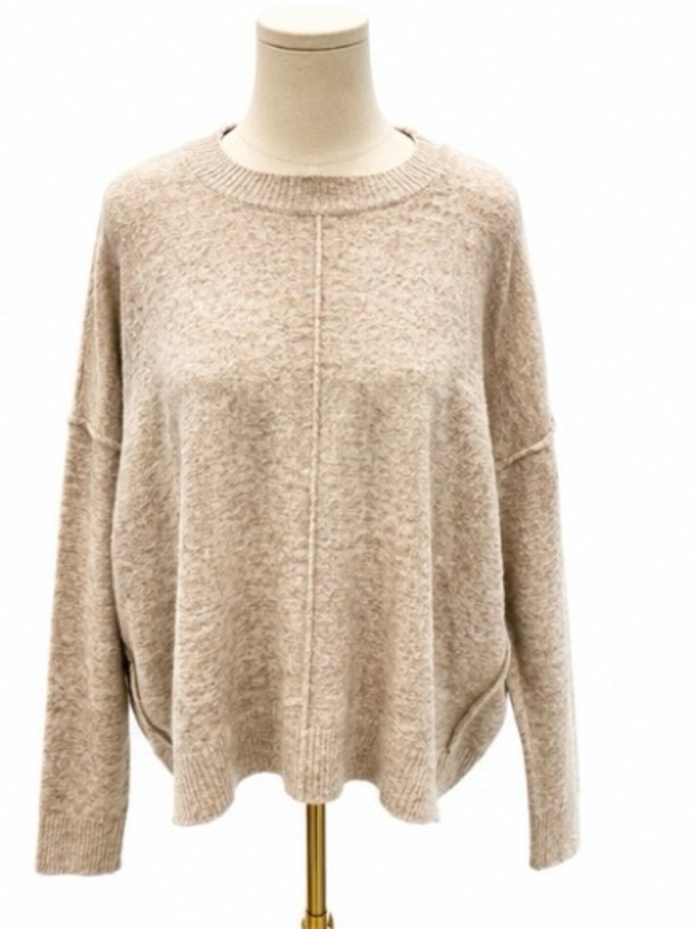 Vince Camuto Oversized Heather Beige Knit Sweater Size Medium